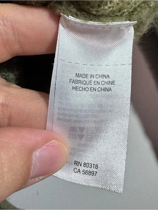 Lucky Brand Camo Fuzzy Knit Cardigan Green Button Front Pockets Small - Picture 4 of 7